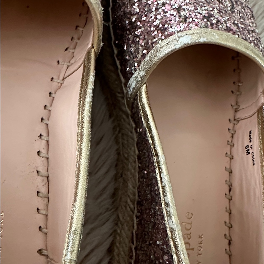 Kate Spade pink glitter platform espadrilles with gold detail - women’s size 6 - Picture 9 of 9